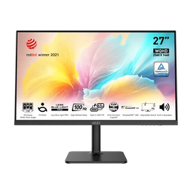 MSI Monitor Business Modern MD272QXP 27" QHD, 2560x1440, 100Hz, IPS 16:9, 1000:1, 400cd/m2, 4 ms, HDMI, DP, USB-C, Black