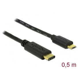 DELOCK kábel USB 2.0 Type-C male &gt; USB 2.0 Type Micro-B male 0.5m fekete