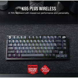 CORSAIR Vezeték Nélküli Billentyűzet Gaming, K65 PLUS 75%, Mechanikus, MLX Red switch, US, fekete