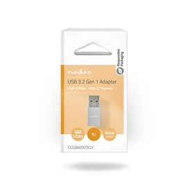 Nedis CCGB60925GY USB A - USB C adapter, USB3.2 dugó - USB-C aljzat, 5 Gbps