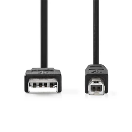 Nedis USB2.0 USB-A dugó - USB-B dugó kábel, 480Mbs, 10W, hossz 5m, CCGL60100BK50