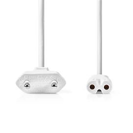 Nedis táp kábel IEC-320-C7, 2 x 0.75 mm˛, hossz 2m, fehér, CEGL11040WT20