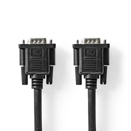 Nedis CCGP59100BK20, VGA kábel, VGA dugó VGA anya Nikkelezett Maximális felbontás:1280x800  2,00 m  Kerek ABS fekete