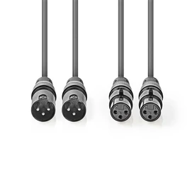 Nedis COTH15030GY50 félprofi XLR audio kábel, 2 x XLR 3p dugó - 2 x XLR 3p aljzat, 5m, rugalmas