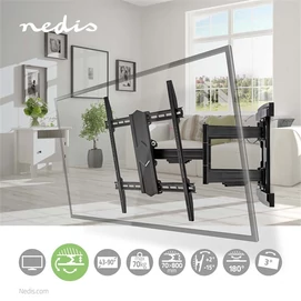 Nedis TVWM6570BK 43&quot;- 100&quot; LCD TV / monitor fali tartókonzol, maximum 70 kg, forgatható / dönthető, 3 forgáspont