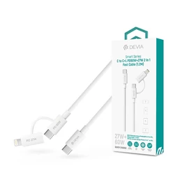 Devia Smart Series 60W+27W PD Type-C/Type-C + Lightning adat- és töltőkábel 1.2m- fehér