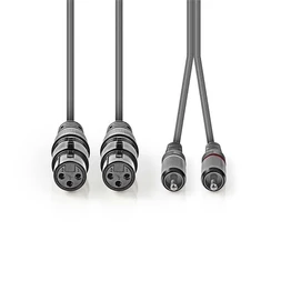 Nedis COTH15230GY15 félprofi audio kábel, 2x XLR aljzat - 2x RCA dugó, 1,5m