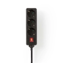 Nedis ESOC315F2BK 3 aljzatos kapcsolós elosztó, 1.5 m, 3680 W, 16 A, H05VV-F 3G1,5mm2