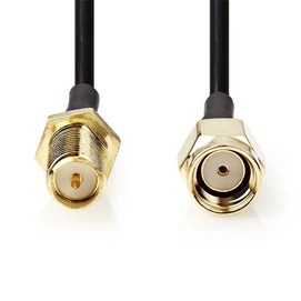 Nedis CSGL02210BK10 SMA kábel, RP SMA férfi, RP SMA női, Aranyozott, 50 Ohm, Egyetlen árnyékolt, 1 m