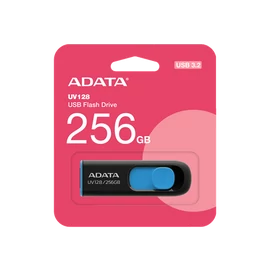 ADATA Pendrive 256GB, UV128 USB 3.2, Fekete-kék