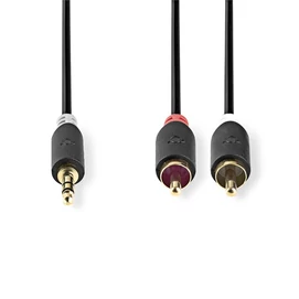 Nedis CABW22200AT05 sztereo audió kábel 3,5mm sztereo jack - 2x RCA,  Aranyozott,  0,5 m