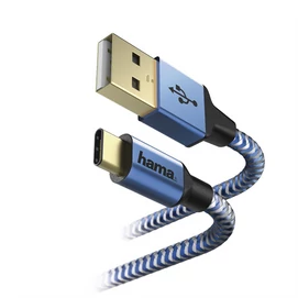 HAMA 201558, FIC E3 ADATKÁBEL USB TYPE-C "REFLECTIVE" 1,5M, KÉK
