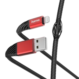 HAMA 201538, FIC E3 ADATKÁBEL  LIGHTNING "EXTREME" 1,5M, FEKETE-PIROS