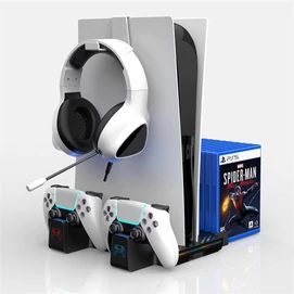 BLACKBIRD PS5 Kiegészítő Konzol hűtő Ventilátoros + Töltő állomás + Játék tartó, Fekete