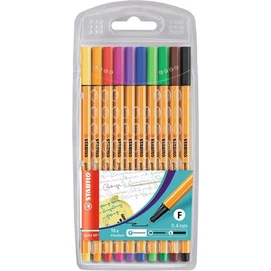 Tűfilc készlet, 0,4 mm, STABILO &quot;Point 88&quot;, 10 különböző szín