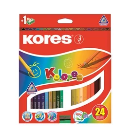 Színes ceruza készlet, háromszögletű, KORES &quot;Triangular&quot;, 24 különböző szín