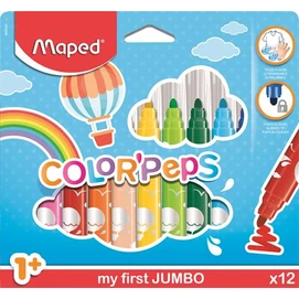 Filctoll készlet, 1-5 mm, kimosható, vastag, MAPED &quot;Color`Peps Jumbo&quot;, 12 különböző szín