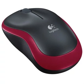 Egér, vezeték nélküli, optikai, közepes méret, USB, LOGITECH &quot;M185&quot;, piros
