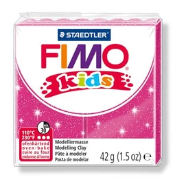 Gyurma, 42 g, égethető, FIMO &quot;Kids&quot;, glitteres rózsaszín