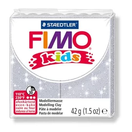 Gyurma, 42 g, égethető, FIMO &quot;Kids&quot;, glitteres ezüst