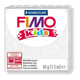 Gyurma, 42 g, égethető, FIMO &quot;Kids&quot;, glitteres fehér