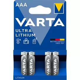 Elem, AAA mikro, 4 db, lítium, VARTA &quot;Ultra Lithium&quot;