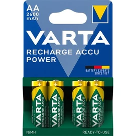 Tölthető elem, AA ceruza, 4x2600 mAh, előtöltött, VARTA &quot;Power&quot;