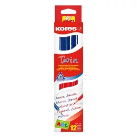 Postairón, háromszögletű, KORES &quot;Twin&quot;, kék-piros
