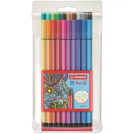Filctoll készlet, 1 mm, STABILO &quot;Pen 68&quot;, 20 különböző szín