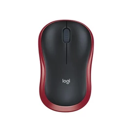 Egér, vezeték nélküli, optikai, közepes méret, USB, LOGITECH &quot;M185&quot;, piros