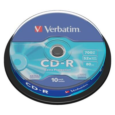 CD-R lemez, 700MB, 52x, 10 db, hengeren, VERBATIM "DataLife"