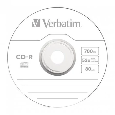 CD-R lemez, 700MB, 52x, 10 db, vékony tok, VERBATIM 