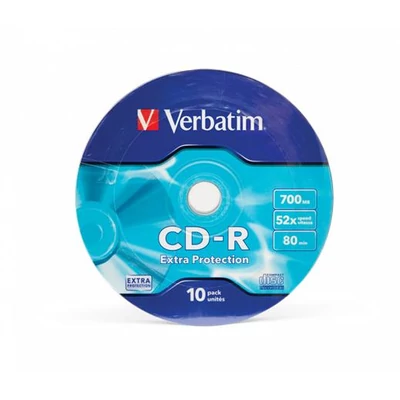 CD-R lemez, 700MB, 52x, 10 db, zsugor csomagolás, VERBATIM 
