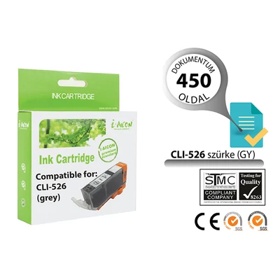 Canon -hoz,   CLI-526 GY (szürke) utángyártott tintapatron !CHIPES! ~450 oldalas (cli526gy)