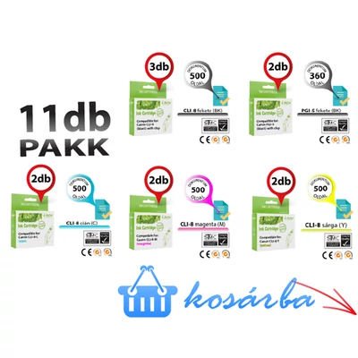 Canon -hoz 11db-os Cli8/PGi5 11db-os  CHIPES utángyártott irodaPAKK (~5080 oldalas)