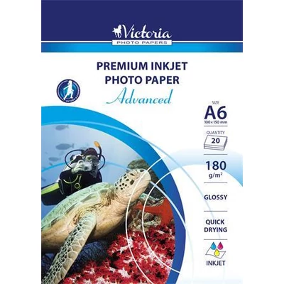 Fotópapír, tintasugaras, A6, 180 g, fényes, VICTORIA PAPER 
