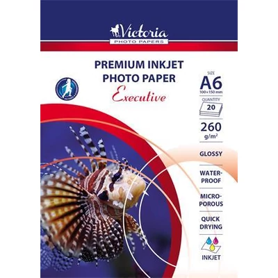 Fotópapír, tintasugaras, A6, 260 g, magasfényű, VICTORIA PAPER 