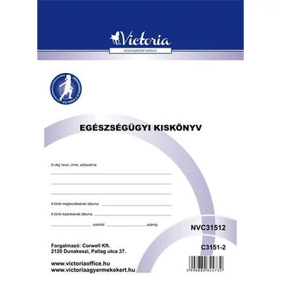 Nyomtatvány, egészségügyi kiskönyv, A6, VICTORIA PAPER 