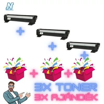 3+3DB-os PAKK, Brother -höz,  ►TN-1030 3DB UTÁNGYÁRTOTT toner◄  +3 db MEGLEPETÉS ajándék (3x~1000 oldal)