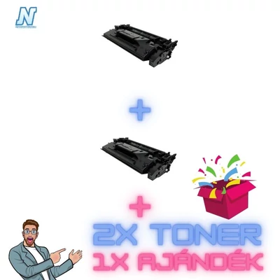 HP -hez  CF-226X FEKETE ►2DB◄ UTÁNGYÁRTOTT toner + ►meglepetés◄ (2x9000 oldalas)