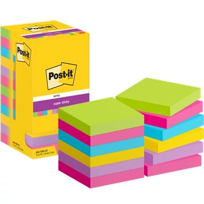 Öntapadó jegyzettömb, 76x76 mm, 12x90 lap, 3M POSTIT 