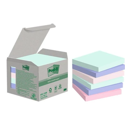 Öntapadó jegyzettömb, 76x76 mm, 6x100 lap, környezetbarát, 3M POSTIT 
