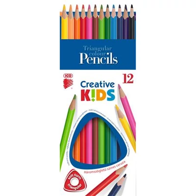 Színes ceruza készlet, háromszögletű, ICO 