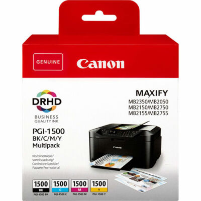 Canon® PGI-1500BCMY XL eredeti (fekete-cián-magenta-sárga)  tintapatron multipakk, ~1200/3x900 oldal (pgi1500xl)