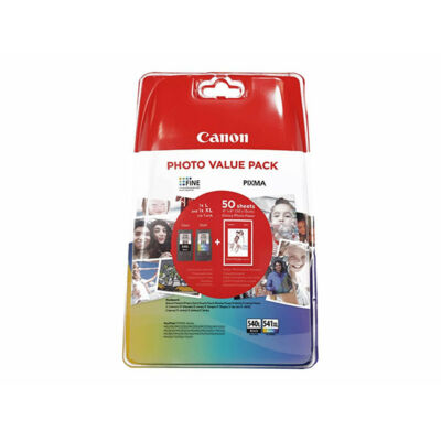 Canon® PG-540L/CL-541XL eredeti (fekete+színes) tintapatron multipakk+50db fotópapír, ~300/400 oldal