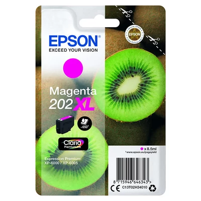 EPSON 202XL (T02H3)  magenta XL EREDETI tintapatron, ~650 oldal