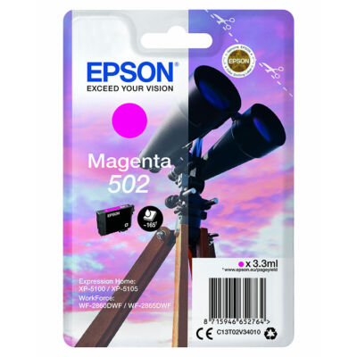 Epson Nr.502 eredeti magenta tinta (C13T02V34010) 3,3ml (≈165 oldal)