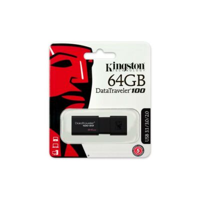 Pendrive, 64GB, USB 3.0, KINGSTON "DT100 G3", fekete ►40/10MB/sec