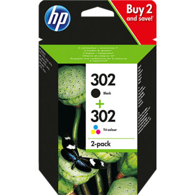 HP Nr.302 fekete + színes eredeti tintapatron multipakk (X4D37AE), ~355 oldal