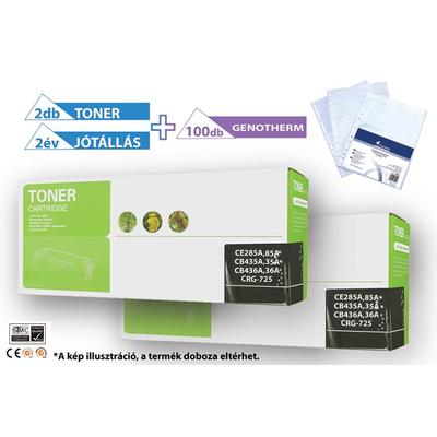 2+1DB-os PAKK, HP -hez, ►2DB CE285A / Canon-hoz CRG-725 (CB435A, CB436A) utángyártott toner◄ +1 csomag (100db) lefűzhető genotherm (bugyi)   (2x~2000 oldalas)